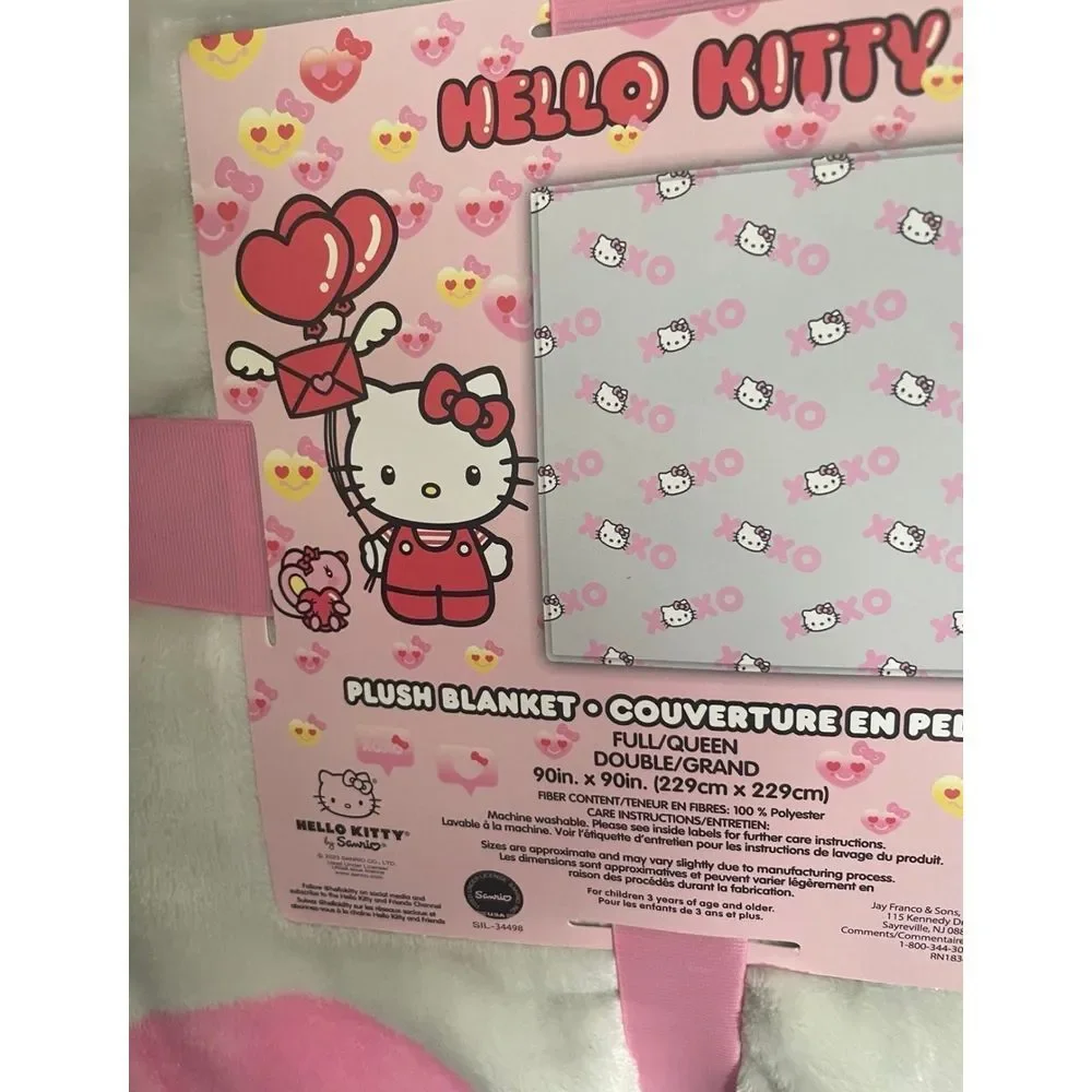 Hello Kitty Blanket XOXO grey valentine-‎ FULL/QUEEN